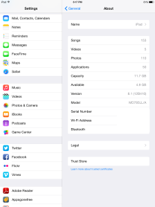 iPad Air iOS 8.1 Installed